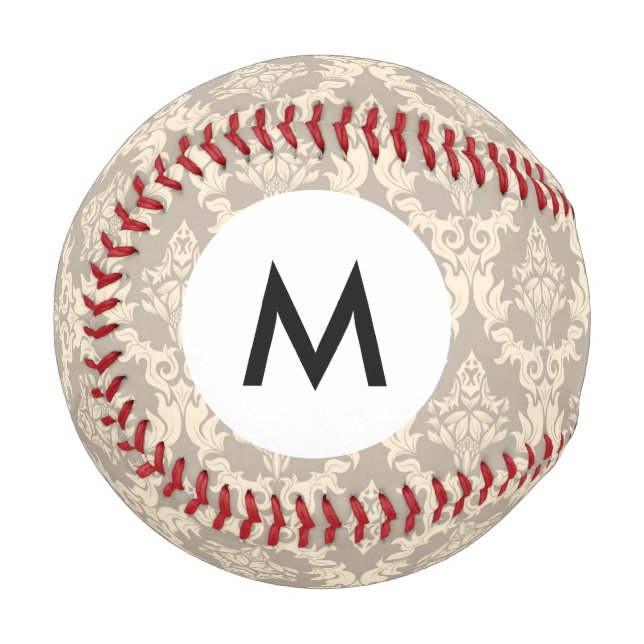 Monogram Damask background Baseball (Front Left)