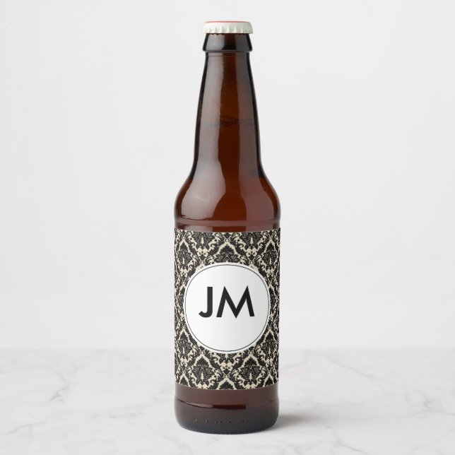 Monogram / Damask Beer Bottle Label (Front)