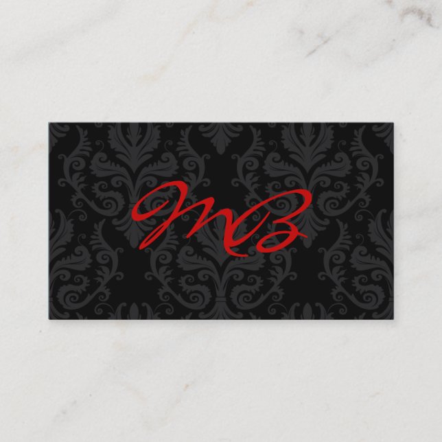 Monogram Damask Business Card (Front)