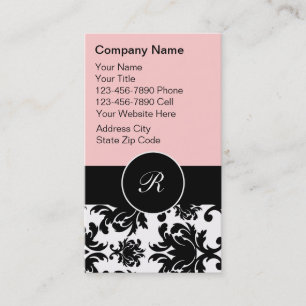 Monogram Damask Business Cards