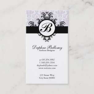 Monogram Damask (Lavender) Business Card