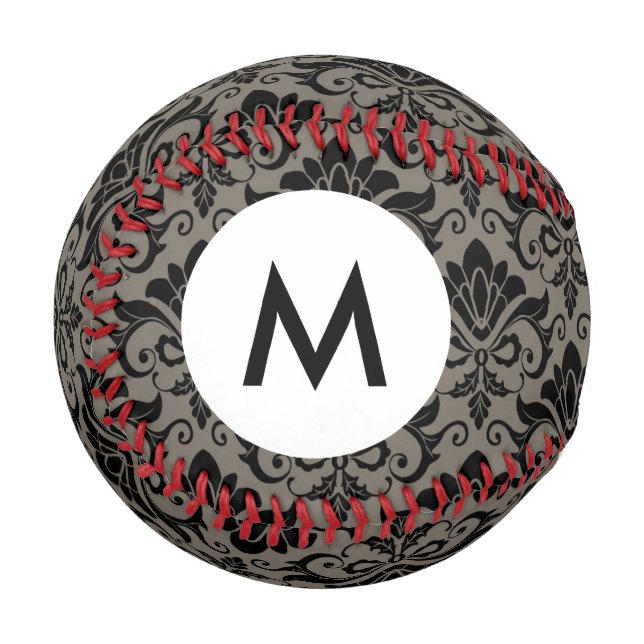Monogram Damask Pattern 2 Baseball (Front Left)