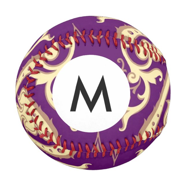 Monogram Damask Pattern 4 Baseball (Front Left)