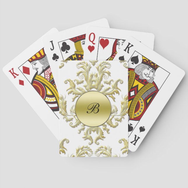 Monogram Damask Personalised Playing Cards (Back)