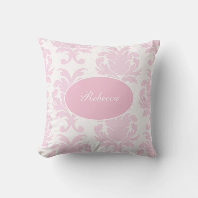 Monogram Damask Throw Pillow (Front)
