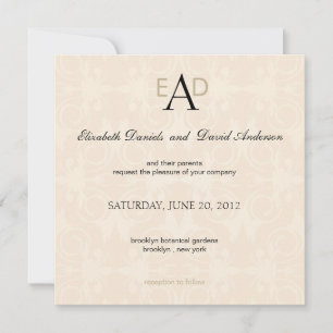 Monogram Damask - wedding invitation