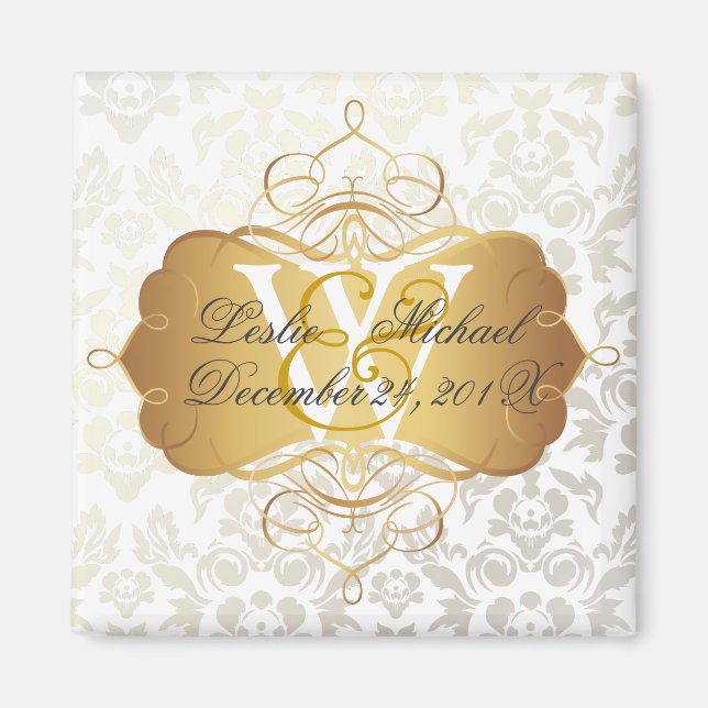 Monogram Damask Wedding, Magnets (Front)