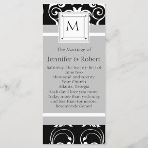 Monogram Damask Wedding Program Programme