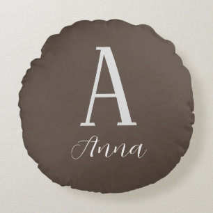 Monogram Dark Autumn vibe Round Pillow