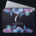 Monogram Dark Blue with Purple and Blue Flowers Laptop Sleeve<br><div class="desc">Monogram Dark Blue with Purple and Blue Flowers Neoprene Laptop Sleeve
Stylish and personalised! Customise with your own initial and name for a truly unique design.</div>