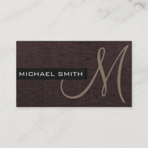 Monogram Dark Brown Elegant Canvas Business Card