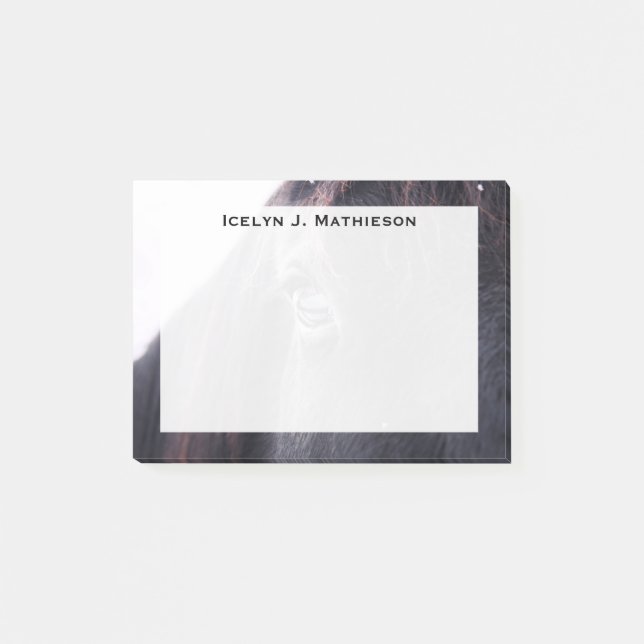 Monogram Dark Brown Horse Eye Post-it Notes (Front)