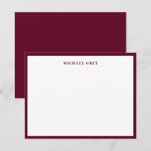 Monogram Dark Burgundy Elegant Border Card