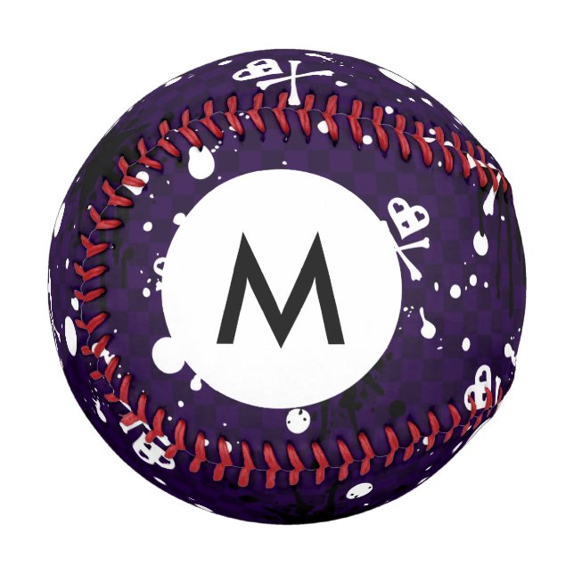 Monogram Dark Colour Emo Pattern With Paint Baseball (Front Left)