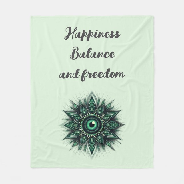 Monogram Dark Green Evil Eye Symbol on pale green Fleece Blanket (Front)