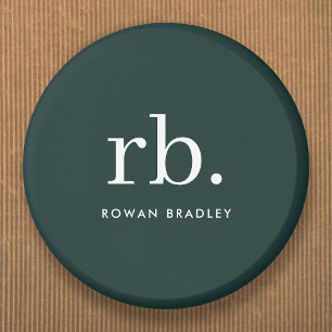Monogram Dark Green Stylish Modern Minimalist 6 Cm Round Badge