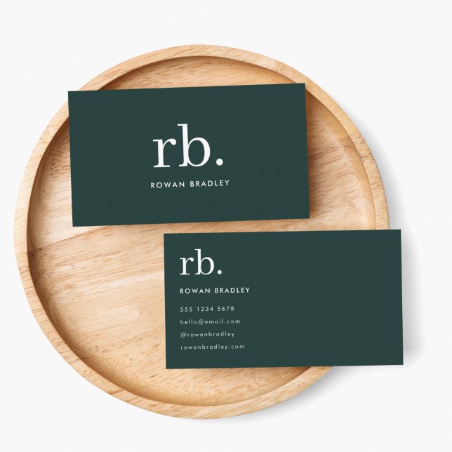 Monogram Dark Green Stylish Modern Minimalist Business Card (Creator Uploaded)