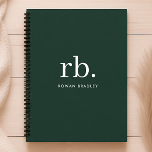 Monogram Dark Green Stylish Modern Minimalist Planner