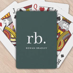 Monogram Dark Green Stylish Modern Minimalist Playing Cards