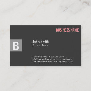 Monogram Dark Grey Chauffeur Business Card