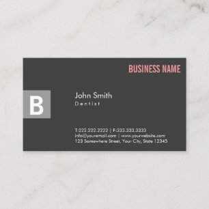 Monogram Dark Grey Dentist Business Card