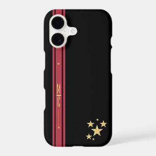 Monogram Dark Red Strip Golden Star Modern Cool