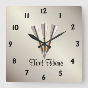 Monogram Darts Design Square Wall Clock