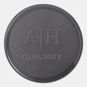 Monogram Date Black Wax Seal Sticker