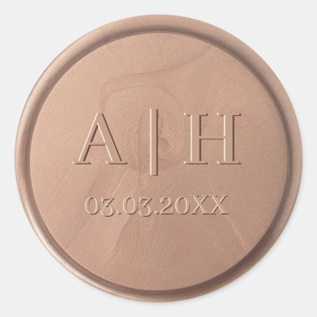 Monogram Date Chocolate Brown Wax Seal Sticker (Front)