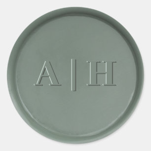 Monogram Date Dark Sage Wax Seal Sticker