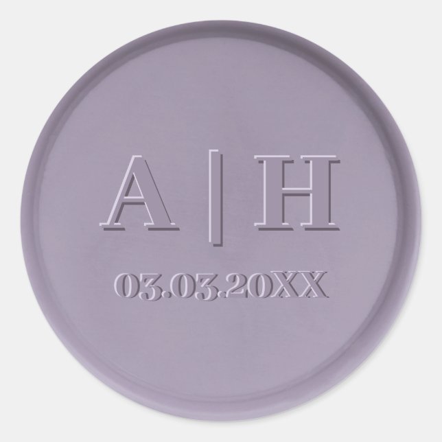 Monogram Date Lavender Wax Seal Sticker (Front)
