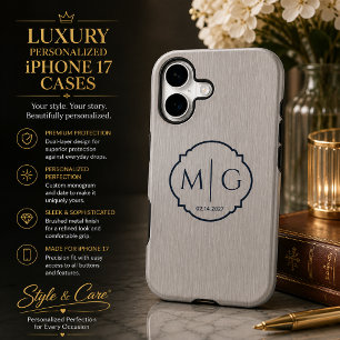 Monogram Date Premium Brushed Silver Metal Texture