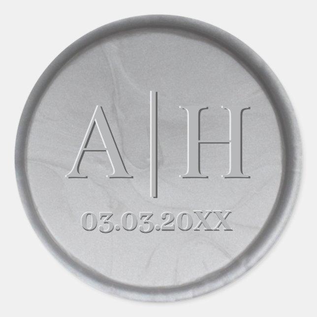 Monogram Date Silver Sticker (Front)