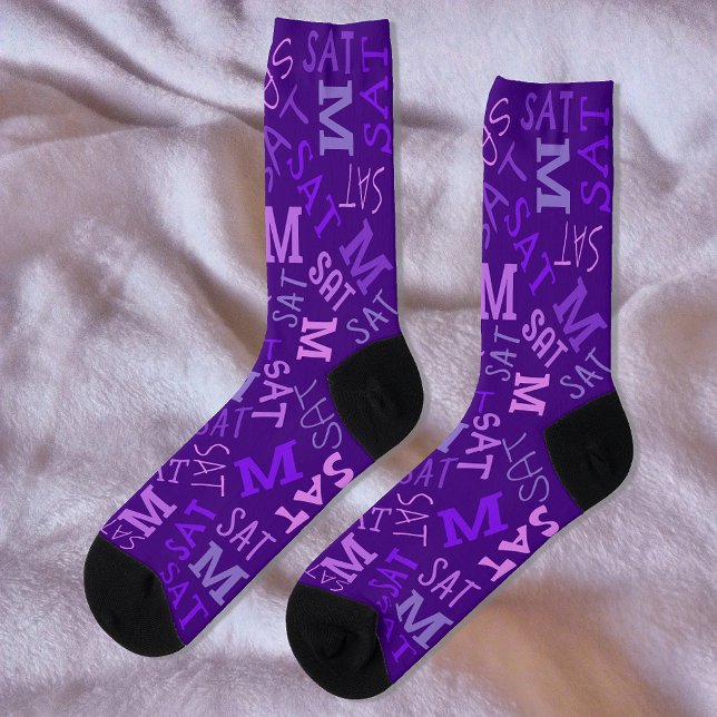 Monogram Day Of Week Royal Purple Saturday Socks (Creator Uploaded)