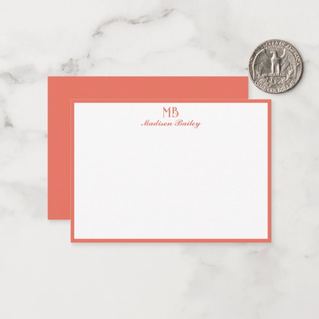 Monogram Decorative Typography | Coral Card (Front/Back In Situ)