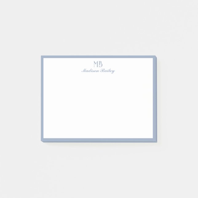 Monogram Decorative Typography | Dusty Blue Post-it Notes (Front)