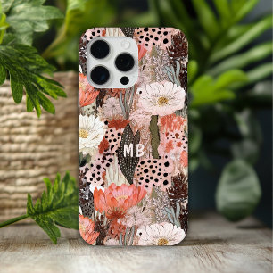 Monogram Desert Boho Floral Modern Chic iPhone 15 Pro Max Case