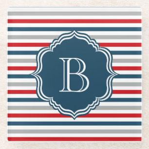 Monogram design glass coaster