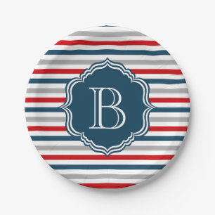 Monogram design paper plate