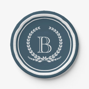 Monogram design paper plate