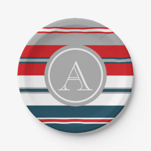 Monogram design paper plate