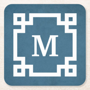 Monogram design square paper coaster
