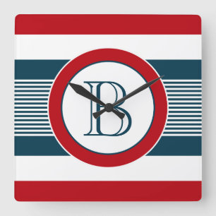 Monogram design square wall clock