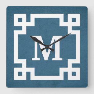 Monogram design square wall clock