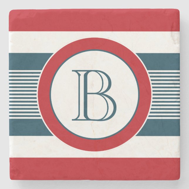 Monogram design stone coaster (Front)