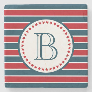 Monogram design stone coaster
