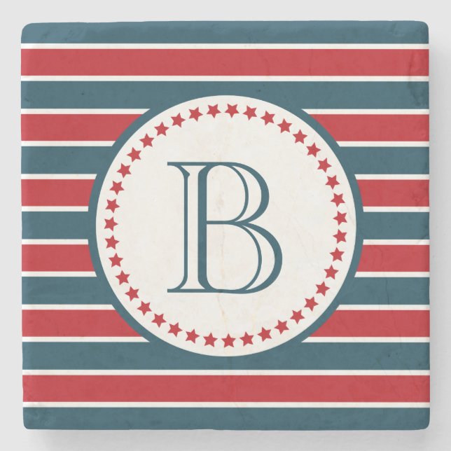 Monogram design stone coaster (Front)