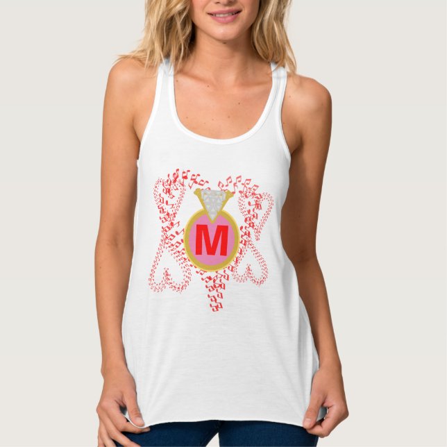 Monogram Diamond Ring Red Hearts Singlet (Front)
