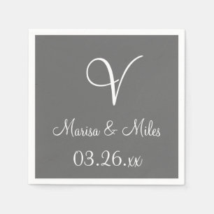 Monogram Dim Grey Basic Solid Colour Paper Napkins