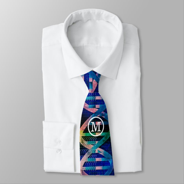 Monogram DNA ID Art Science Tie (Tied)